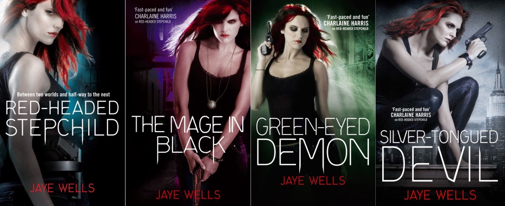 photo showing the four covers of the Sabina Kane urban fantasy books released so far