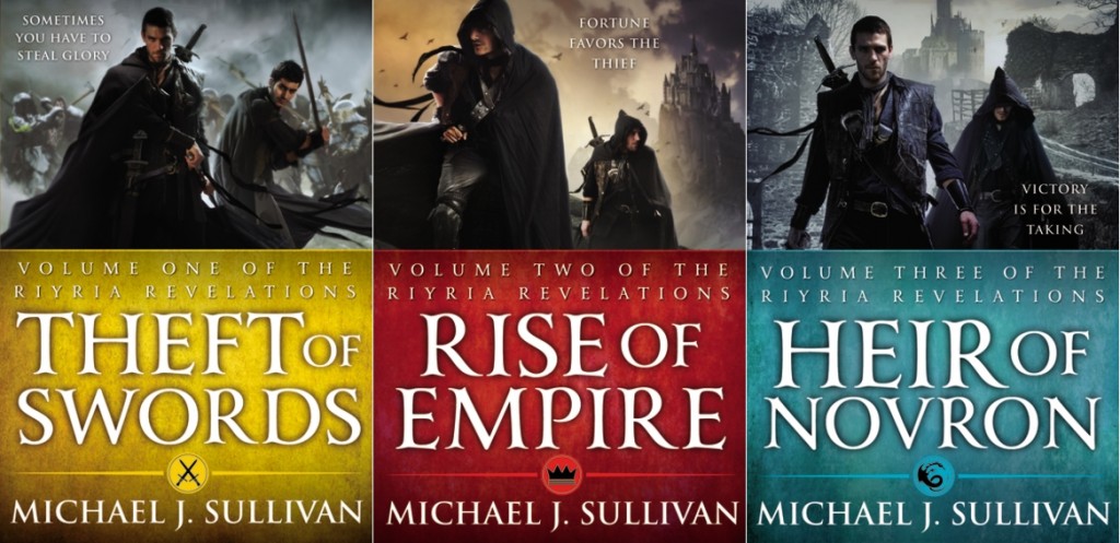 all three American covers for the fantasy series Riyria Revelations