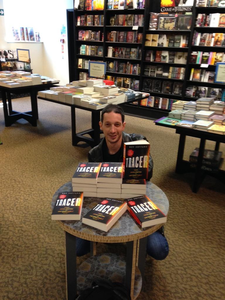 Rob Boffard with copies of Tracer