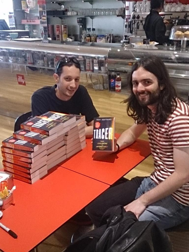 rob Boffard with copies of Tracer Liverpool