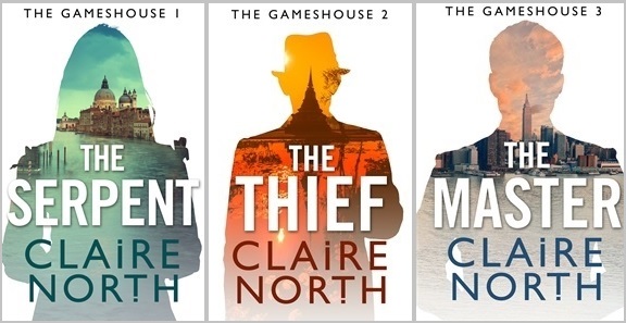 Covers for the Gameshouse novellas The Serpent, The Thief and The Master by Claire North, author of thw First Fifteen Lives of Harry August