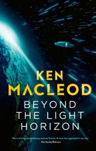 Beyond the Light Horizon by Ken MacLeod. A tank-like space craft flies into the orbit of a blue Earth-like planet